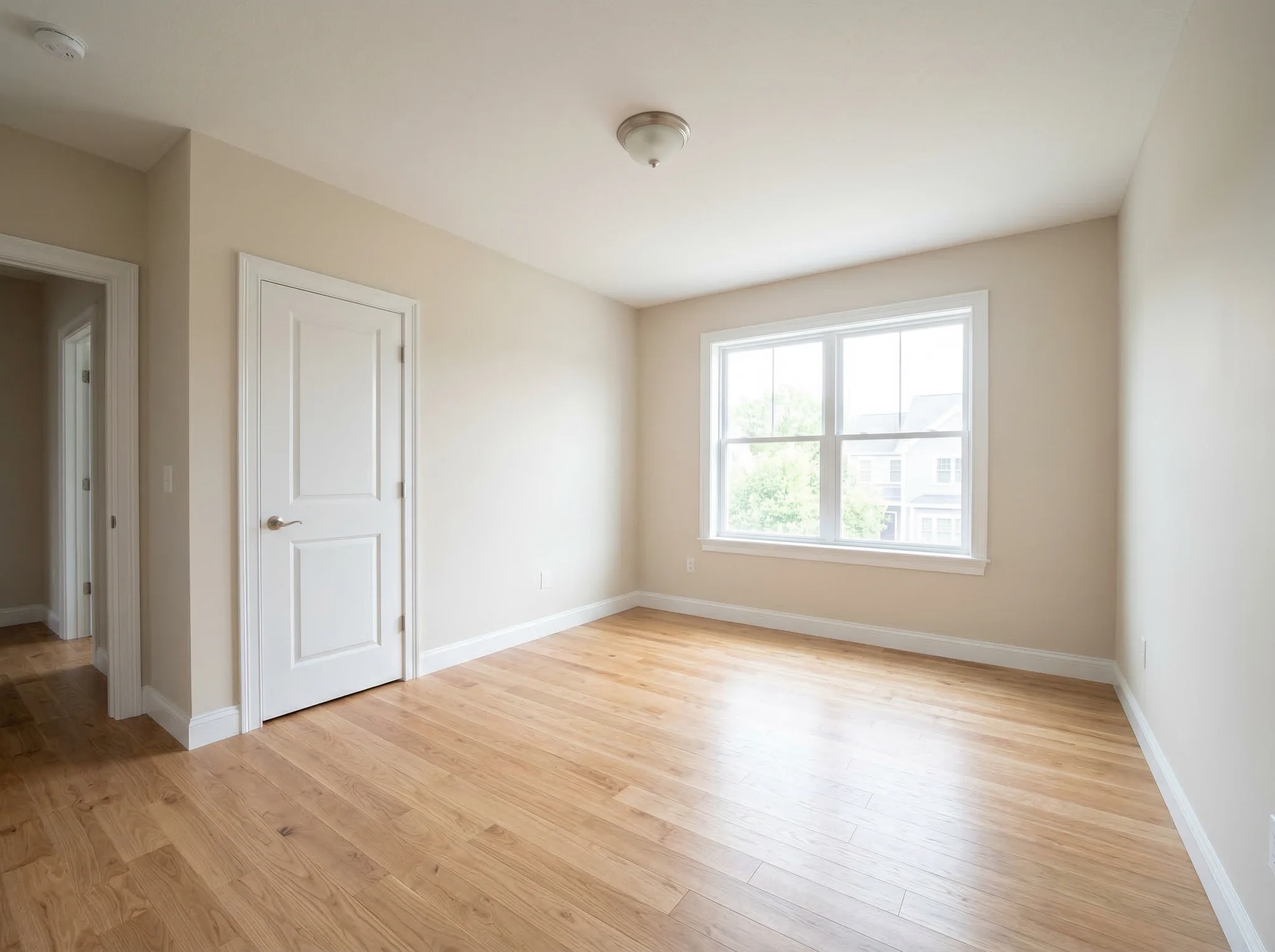 Empty bedroom before Airbnb guest suite staging